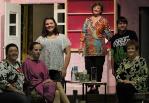 “Steel Magnolias” Bashful Cast; Pictured from left: Linda Simrell, Maggie Olmstead, Anna Oliver, Sacchi Doss, Jonathan Johnson, Jan Kizer. (Sheila Scott)