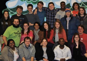 “Almost, Maine” cast pictured back row from left: Addy Wood, Casey Williams, Reuben Kendall, Cody Jarman, Jesse Capps, Michael Wilkins, Rachael Cagle, Jonathan Fisher, Kayla Ballard. Pictured middle row from left: John Nicholson, Stephanie Klink, Carnecia Avant, Coleen Hunt, Courtney Pearson, Michael Chappell. Pictured front row from left: Glenda Gayle Alexander, Matt Caldwell, Amanda Powers, Cyrus Morgan, Grace Carleton. (Sheila Scott)