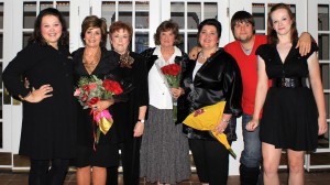 Pictured from left: Anna Oliver, Linda Simrell, Jan Kizer, Sacchi Doss, Sharmin Moss, Jonathan Johnson, Maggie Olmstead (Sheila Scott)