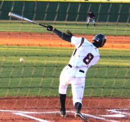 Junior Hagen Nelson unloads on a pitch late in the game. (Kalsey Butler)