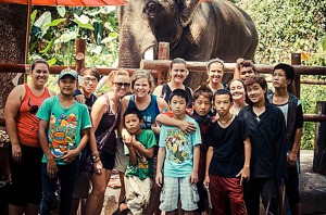 Mary-Katherine Hill with her team mates and children in Thailand. (Mary-Katherine Hill)