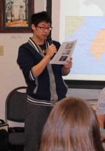 Yu-Hsuan Chien of Taiwan reads a selection in Chinese.(Steve Flowers)