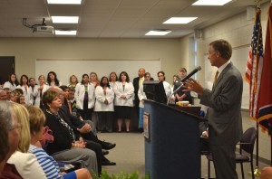 Gov. Bill Haslam speaks on the importance of higher education and welcomes the Parsons addition. (Alex Jacobi)