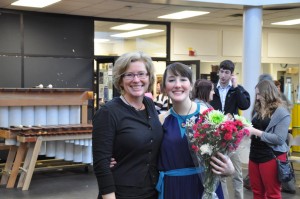 Senior Music Education major Kerry Durso and Associate Professor of Music Dr. Julie Hill enjoy the moment after the concert. (Julie Hill)