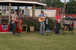 (Left to Right) Jake Flippin, Daniel Musgrave and Kyle Stout perform in downtown Martin June 6. (Malorie Paine)