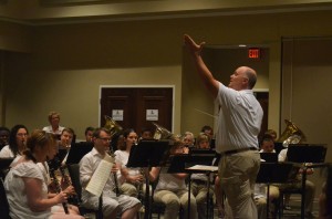 Director of Bands Dr. John Oelrich leads the Martin Community Band as they perform Southern pieces for the audience. (Alex Jacobi)