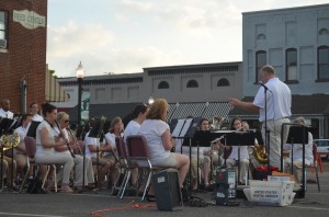Director of Bands Dr. John Oelrich leads the Martin Community Band in playing its second show of the summer series, consisting of circus music. (Alex Jacobi)