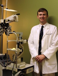 UTM alumnus Dr. Brandon Dodds at Dodds EyeCare in Newbern, Tenn. (Sheila Scott)