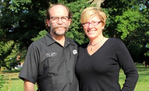 Dr. David Coffey, professor of history and chair of the department of History and Philosophy, is pictured with his wife Dr. Julie Hill, associate professor of Music, percussion coordinator, in the UTM quad. (Sheila Scott)