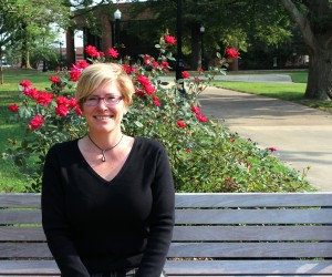 Dr. Julie Hill, associate professor of Music, percussion coordinator, takes a moment to enjoy the scenery in the UTM quad. (Sheila Scott)