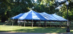 Tents have begun to "pop up" in preparation for Quad City on Oct. 5. (Mary Jean Hall)