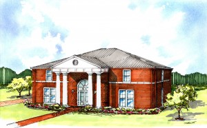 Artist rendering of the future Chi Omega lodge. (Courtesy UTM Office of Alumni Affairs)