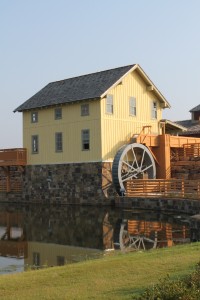 In Mill Ridge, there is a working water wheel. There will soon be live farm animals roaming that side of the park. (Discovery Park)