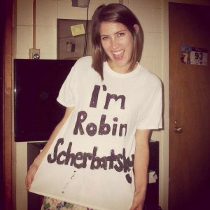 Katie Jarvis, a senior Communications major, poses in her Halloween costume last year as her celebrity look-alike Cobie Smulders’ How I Met Your Mother character, Robin Scherbatsky. (Becca Partridge)