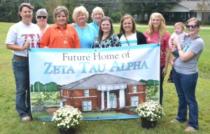  Zeta Tau Alpha alumni and current members get together to celebrate the new sorority lodges. From left, Traci Tate, Vicki Clark, April Jones, Karen Scruggs, Susan Armour, Michele Johnson Spears, Susan Beard, Bethany Henderson, Kelsey Breland, Beth Hartlieb and Ginny Hartlieb. (Mary Jean Hall)