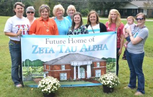 Zeta Tau Alpha alumni and current members get together to celebrate the new sorority lodges. From left, Traci Tate, Vicki Clark, April Jones, Karen Scruggs, Susan Armour, Michele Johnson Spears, Susan Beard, Bethany Henderson, Kelsey Breland, Beth Hartlieb and Ginny Hartlieb. (Mary Jean Hall)