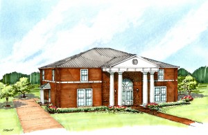 Artist rendering of the future Alpha Omicron Pi lodge. (Courtesy UTM Office of Alumni Affairs)