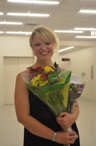 Senior Music Education major Lizzie Lee enjoys her reception after her senior recital on Oct. 31., where family and friends congratulated her on her performance. (Alex Jacobi)