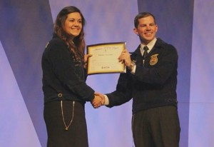 UTM student Whitney Cervantes receives her American FFA Degree, which is the highest degree a FFA member can earn. (Whitney Cervantes)