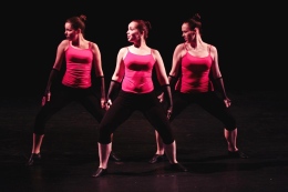 Shannon Jester, Jenna York and Megan Riley dance in the UTM Spring Dance Ensemble. (Gary L. Richardson)