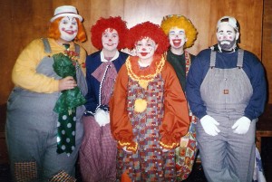 Barbara (Gray) Kunkel was part of a clown troupe during her college years and is pictured 2nd from the left with her fellow troupe members. (Curtis Kunkel)