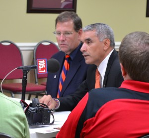 Athletic Director Julio Friere addresses the media prior to Monday's meet-and-greet with Coach Robinson. (Photo Credit/Matt Bodkins)
