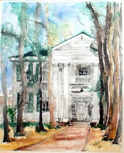 A watercolor of William Faulkner's home painted by Neil Graves while working on his doctorate in Oxford, Mississippi. (Neil Graves)