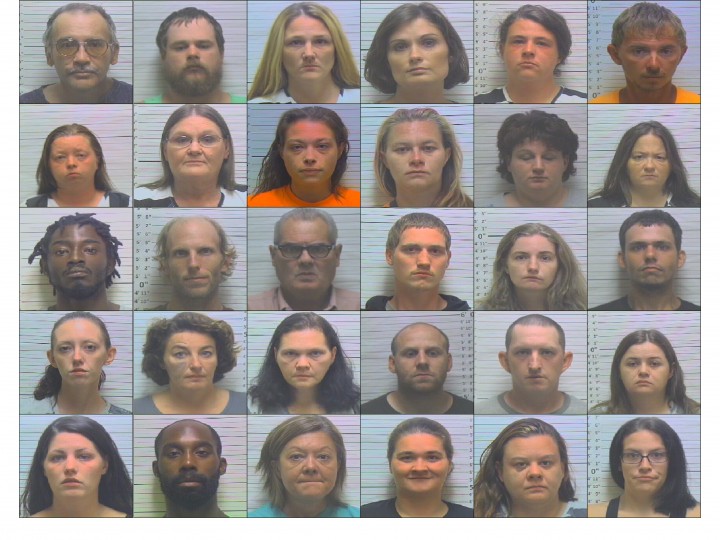 Mugshots of current suspects who were arrested during the undercover drug operation code named “Little Red.” Top row, left to right: Brad Langley, Josh Burton, Rachel Nicole Blalock, Tanya Williams, Whitney Bowlin, William Evans. Second row, left to right: Angela Larue, Connie Burton, Kristen Hopper, Amanda Graves, Amanda Grissom, Dawn Kayser. Third Row, left to right: Shyheim Slayten, Joshua Wood, Steve Spears, Aaron Ciscell, Abigail McMillan, Chad Robinson. Fourth row, left to right: Echo Jackson, Ammie Langley, Dawn Langley, Josh White, Brent Winstead, Joanie Winstead. Fifth row, left to right: Lauren Wood, Xavier Williams, Cherie Wallace, Christina Stepp, Sue Gayhart, Bonnie McAlister. (Weakley County Sheriff's Department)
