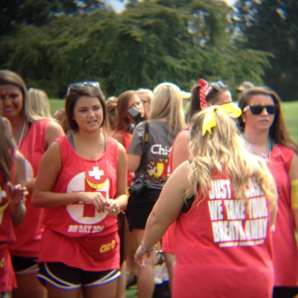 The Chi Omega sorority participating in the 2014 Bid day. (Amber Sherman)