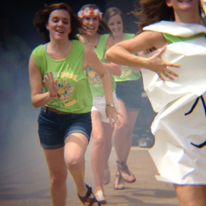 The Alpha Omicron Pi sorority participating in the 2014 Bid day. (Amber Sherman)