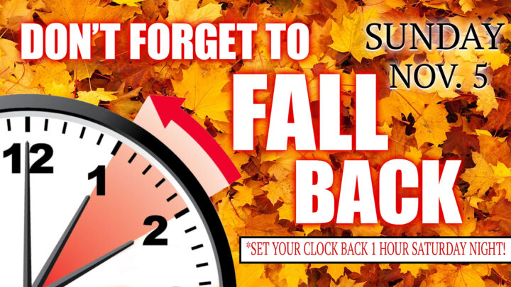 This is an infographic about setting clocks back to Central Standard Time on Nov. 5.