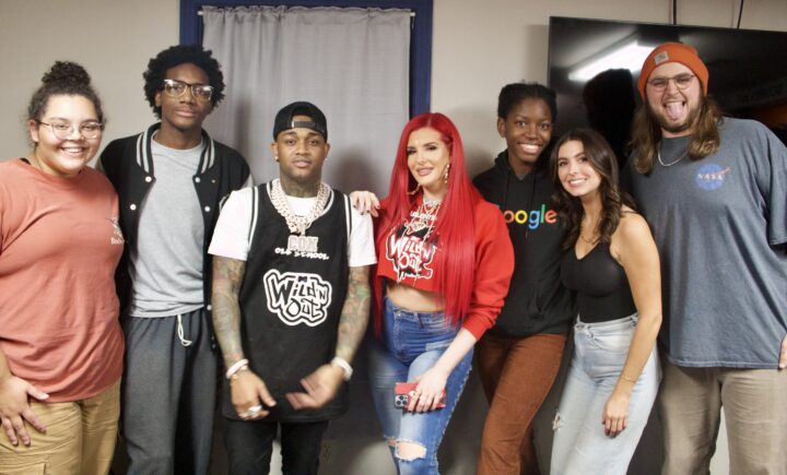 Conceited and Justina Valentine posing with some of the participants.