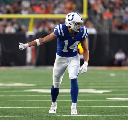 Wide receiver Alec Pierce #14 of the Indianapolis Colts in action during the preseason game against the Cincinnati Bengals at Paycor Stadium