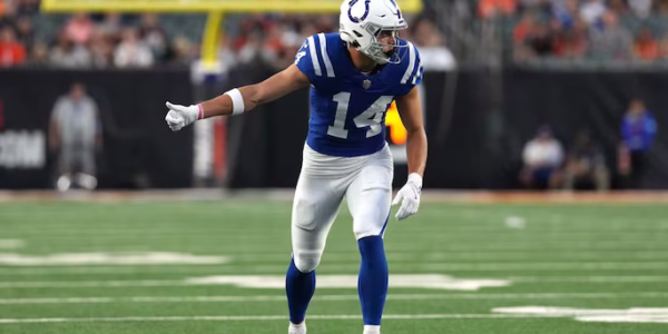 Wide receiver Alec Pierce #14 of the Indianapolis Colts in action during the preseason game against the Cincinnati Bengals at Paycor Stadium
