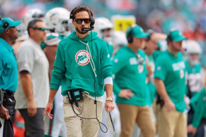 Miami Dolphins head coach Mike McDaniel looks on during the second quarter against the Cincinnati Bengals at Hard Rock Stadium