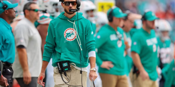 Miami Dolphins head coach Mike McDaniel looks on during the second quarter against the Cincinnati Bengals at Hard Rock Stadium